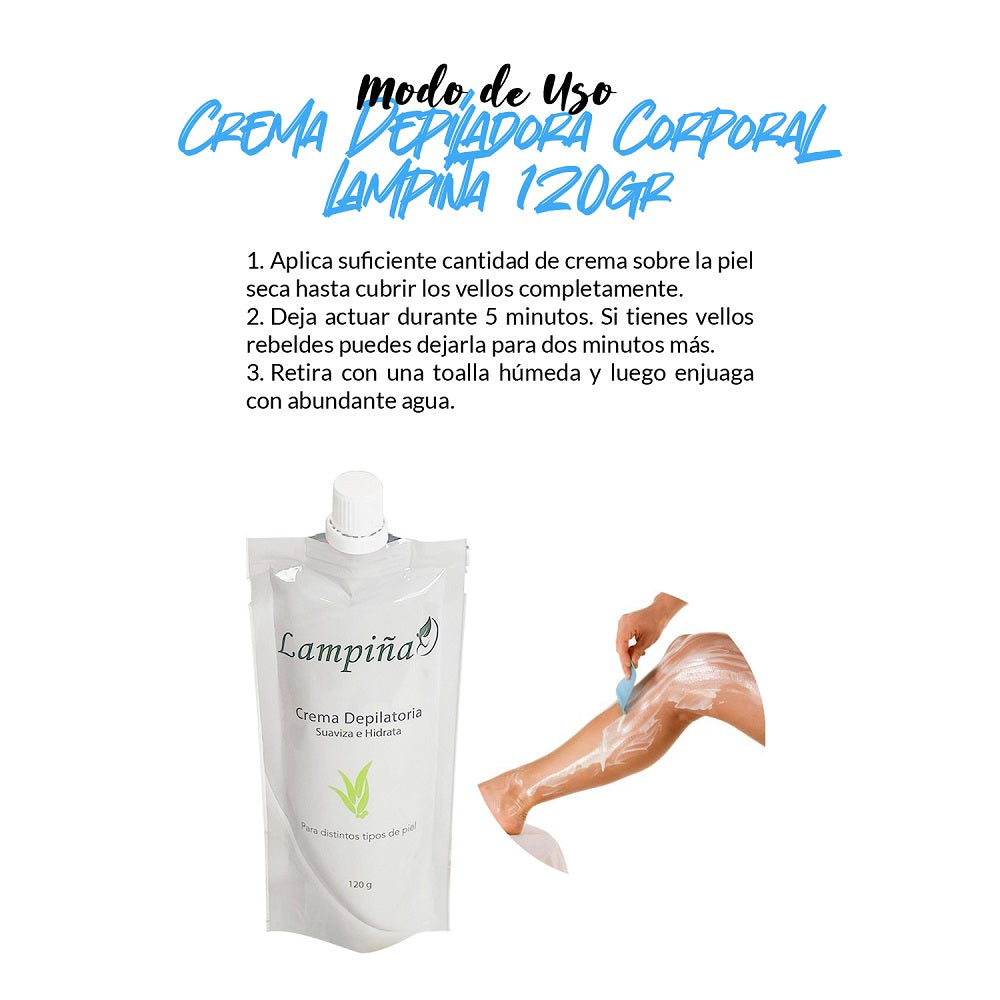 Crema Depiladora Corporal 120g + Crema Depiladora Facial 15g - Lampiña