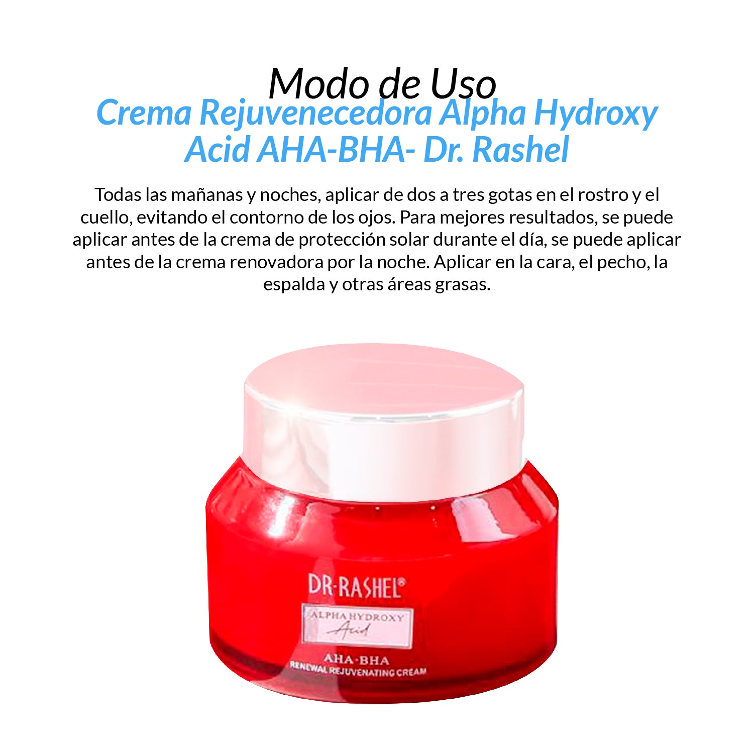 ¡LIQUIDACIÓN! Crema Rejuvenecedora Alpha Hydroxy Acid AHA-BHA Dr. Rashel