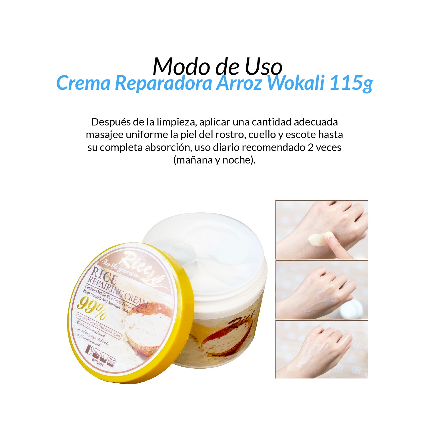 Fruit of the Wokali – HIDRATANTE Y NUTRITIVA – CREMA REPARADORA DE ARROZ – 115g