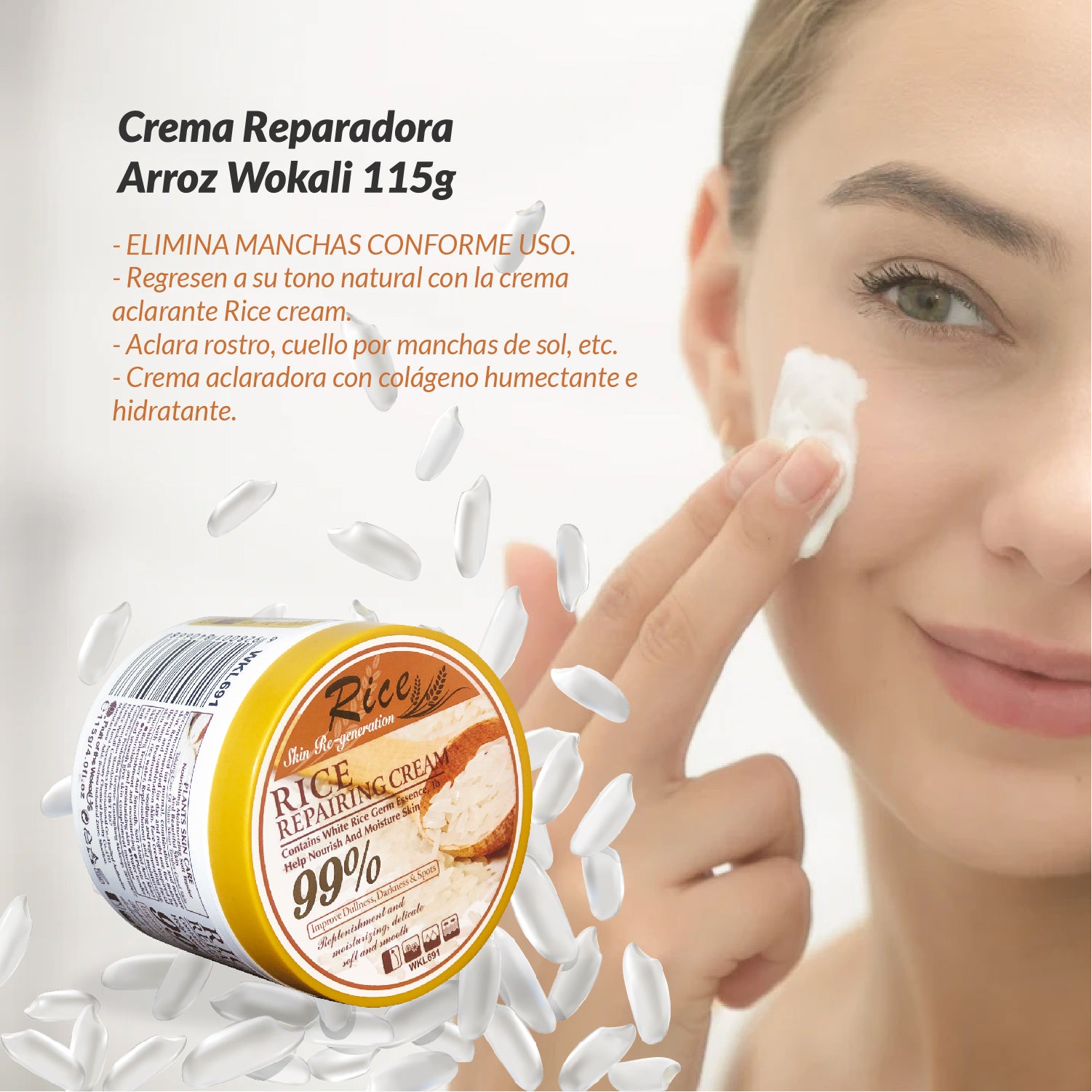 FRUIT OF THE WOKALI – CUIDADO FACIAL Y CORPORAL – CREMA REPARADORA + EXFOLIANTE DE ARROZ – 115g + 500ml