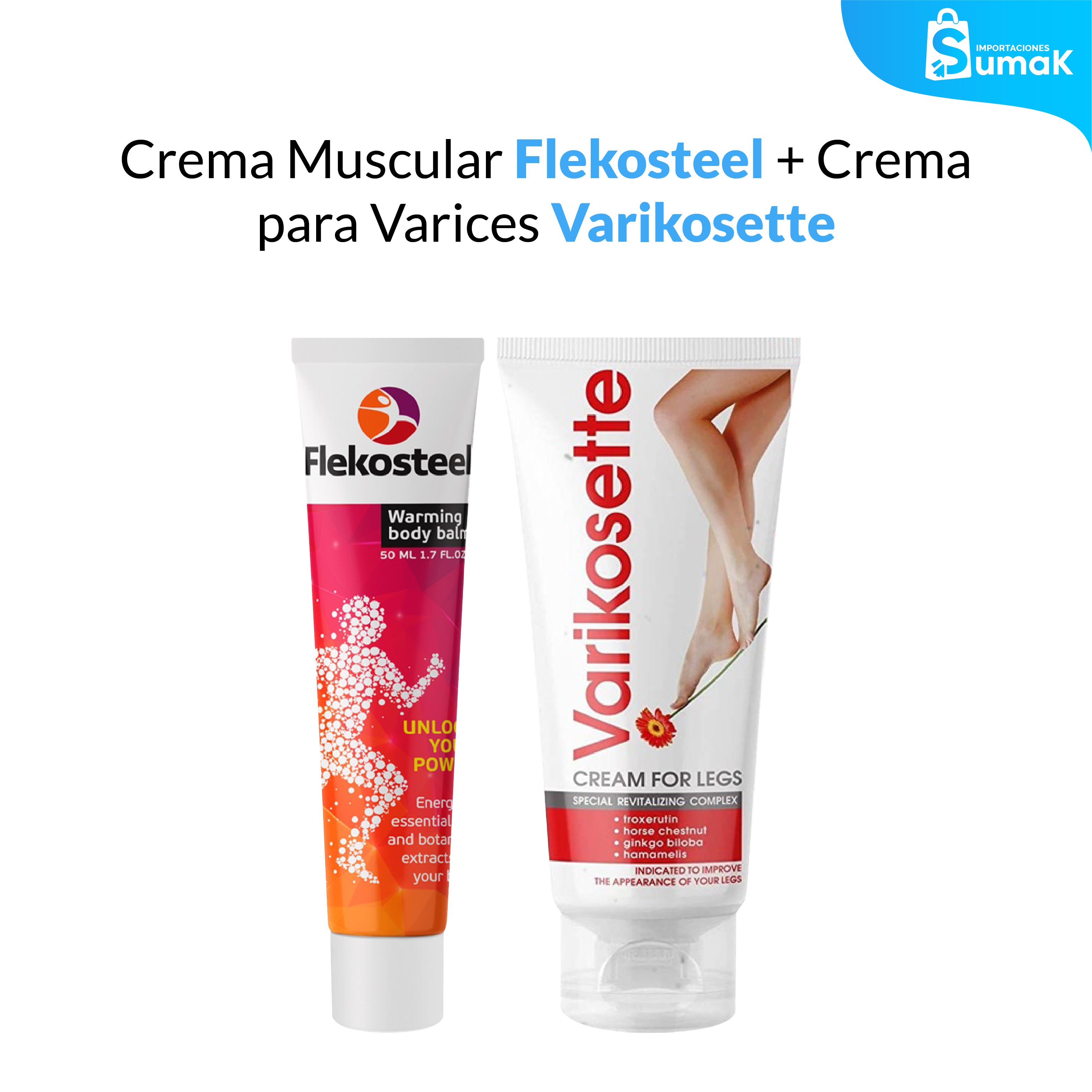 Crema Muscular Flekosteel + Crema para varices Varikosette