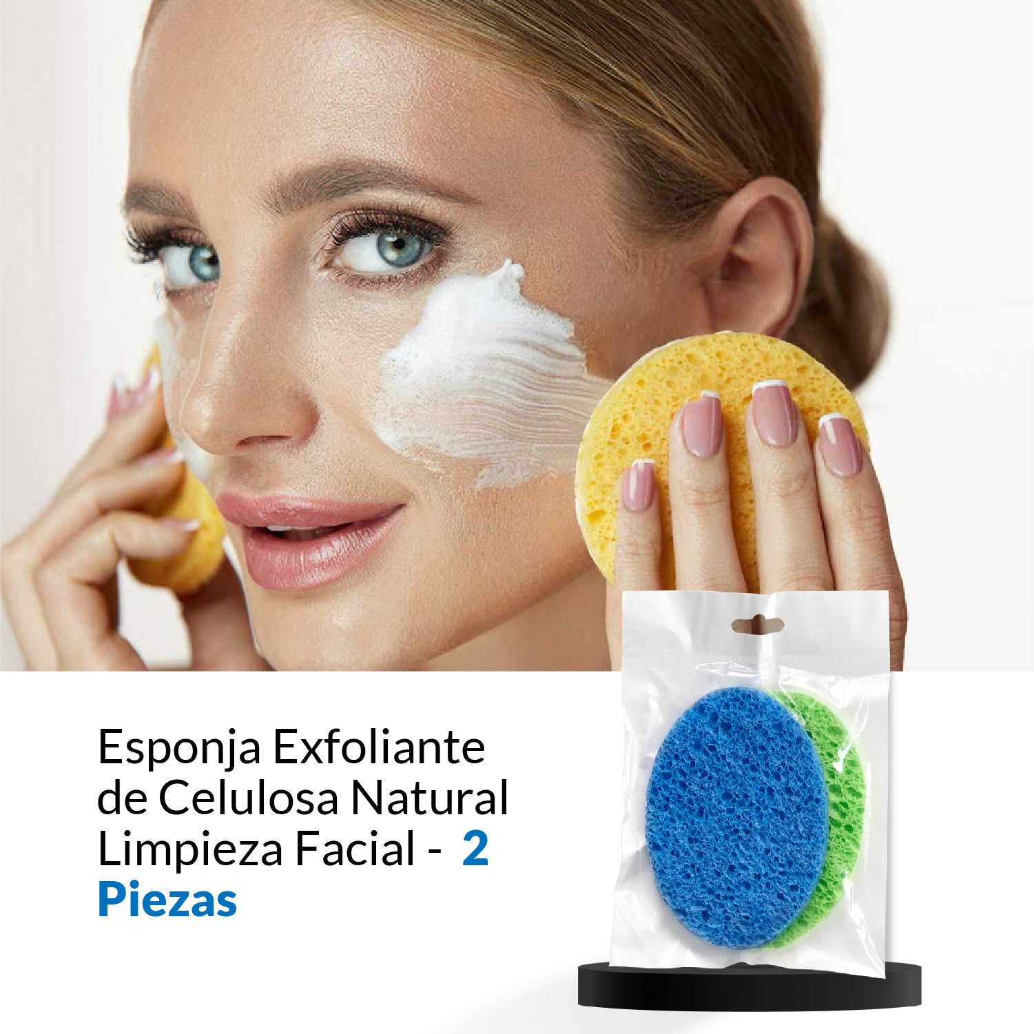 Esponja Exfoliante de Celulosa Natural – Limpieza Facial (2 unidades)