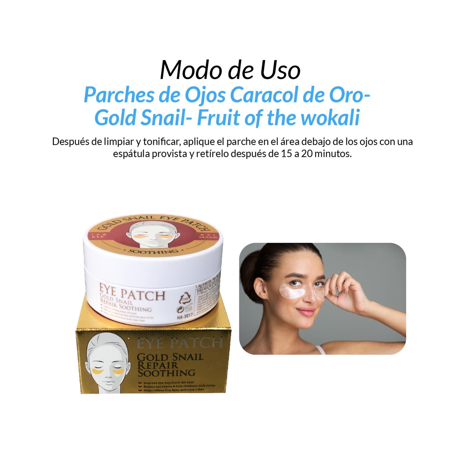 FRUIT OF THE WOKALI – MASCARILLA PARA OJERAS – GOLD SNAIL – 60 PARCHES