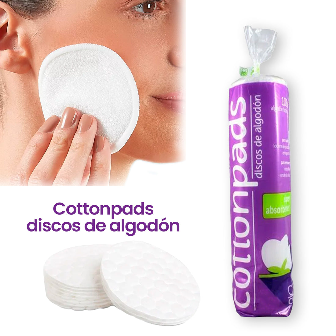 DISCOS DE ALGODÓN – COTTONPADS – LIMPIEZA SUAVE Y EFECTIVA – 120 UNIDADES