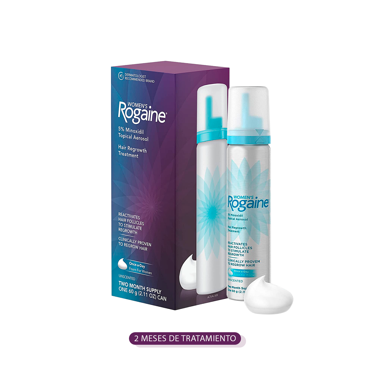 1 MINOXIDIL ESPUMA DE MUJER ROGAINE® + 1 Biotin Gummies Strawberry 230 Gomitas