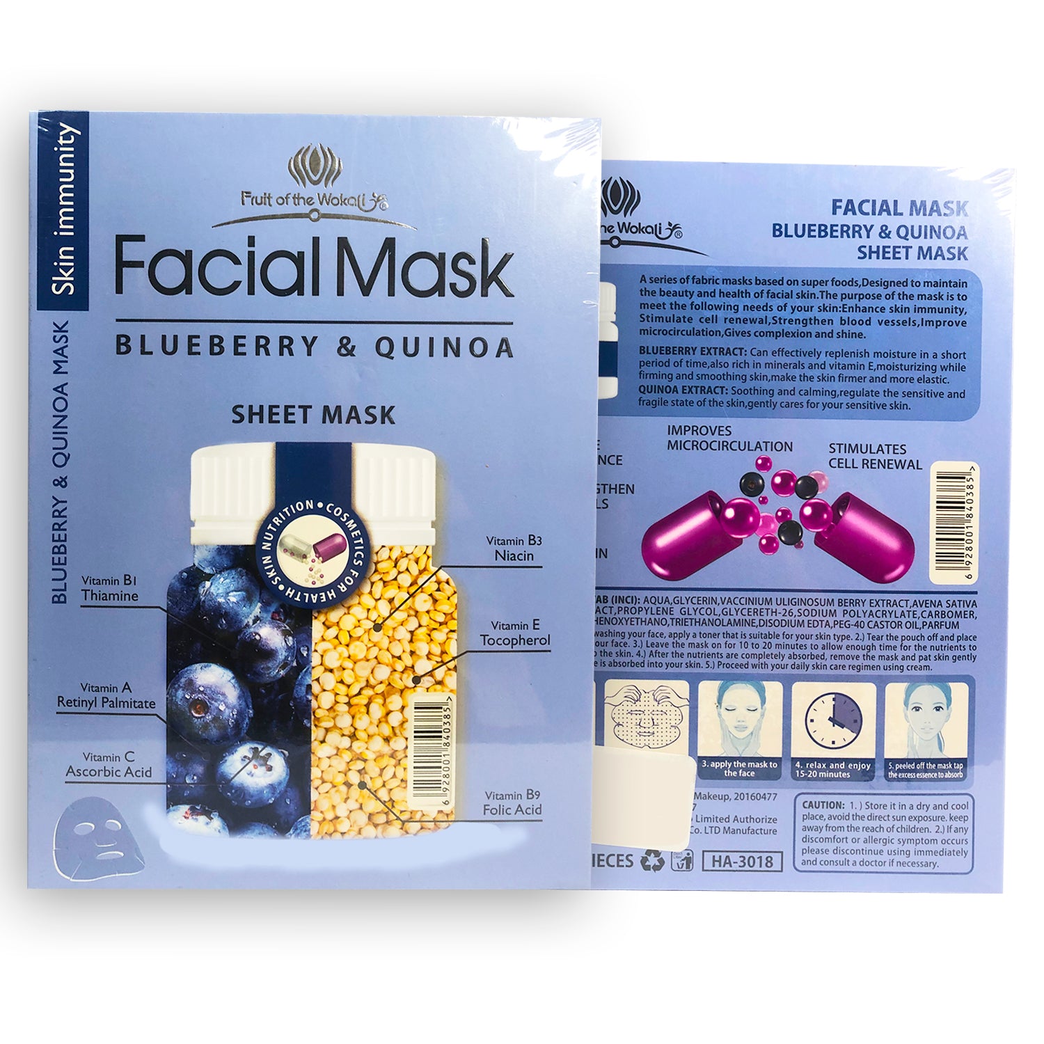 ¡liquidación! FRUIT OF THE WOKALI – MASCARILLA HIDRATANTE FACIAL – BLUEBERRY & QUINOA – 30mlx10und