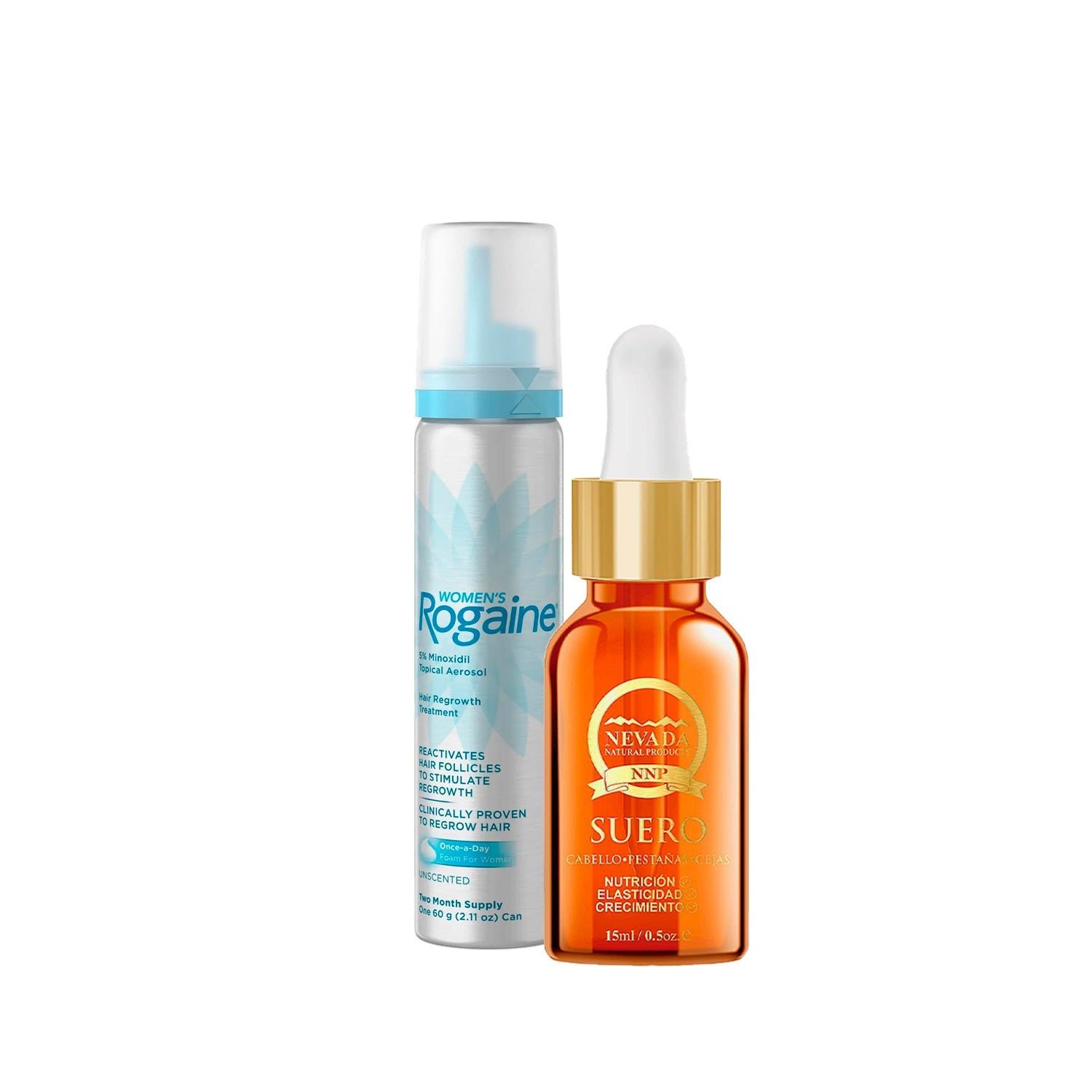 1 Minoxidil Rogaine Mujer al 5 % + 1 Ricino aceite de castor 15 ml