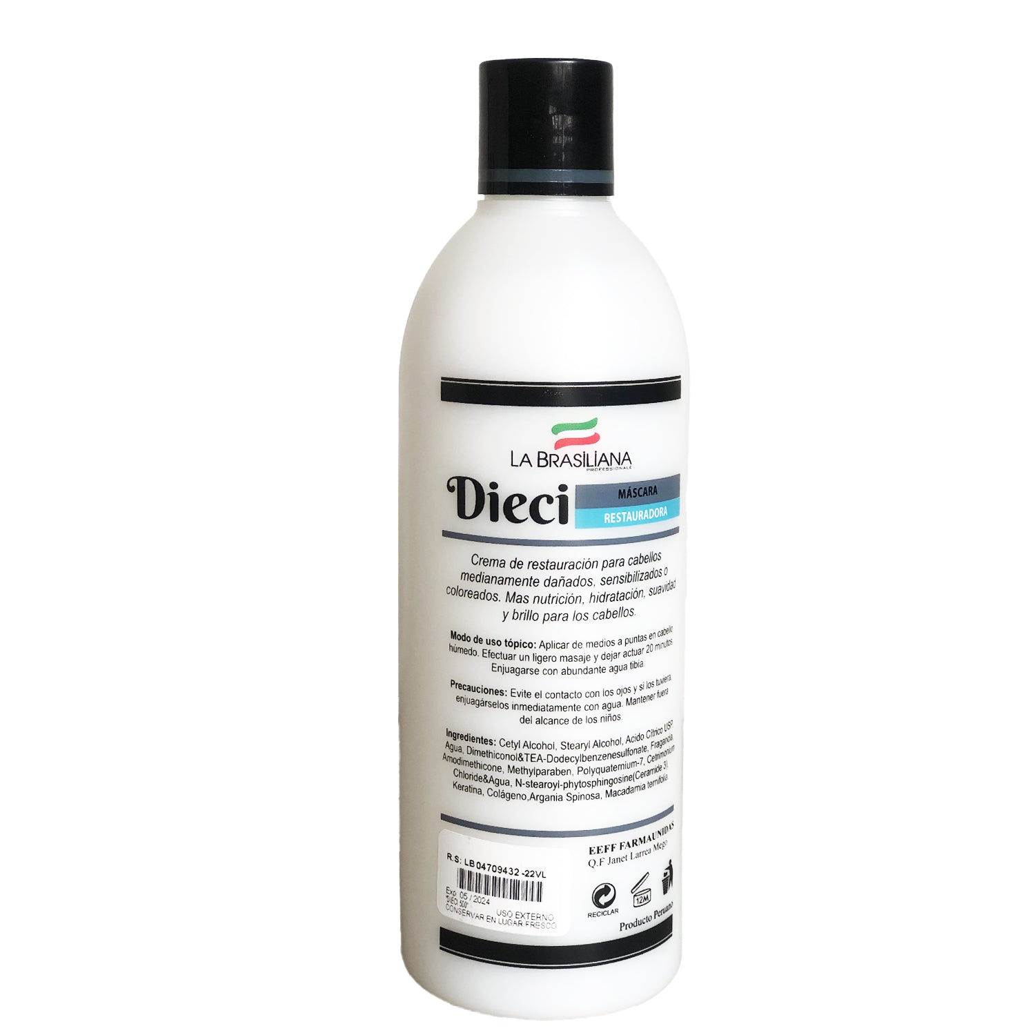 La Brasiliana Máscara Capilar Reconstructora – Línea Dieci Pos 500g