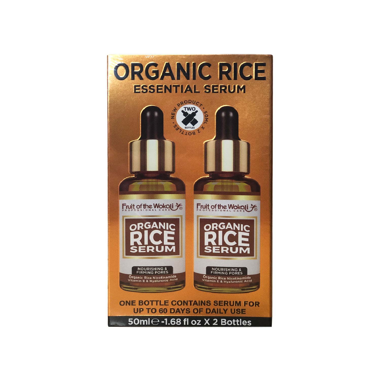 FRUIT OF THE WOKALI – CUIDADO FACIAL – SERUM DE ARROZ ORGÁNICO + JABÓN PLUS ÁCIDO HIALURÓNICO – 2x50ML + 1 UND