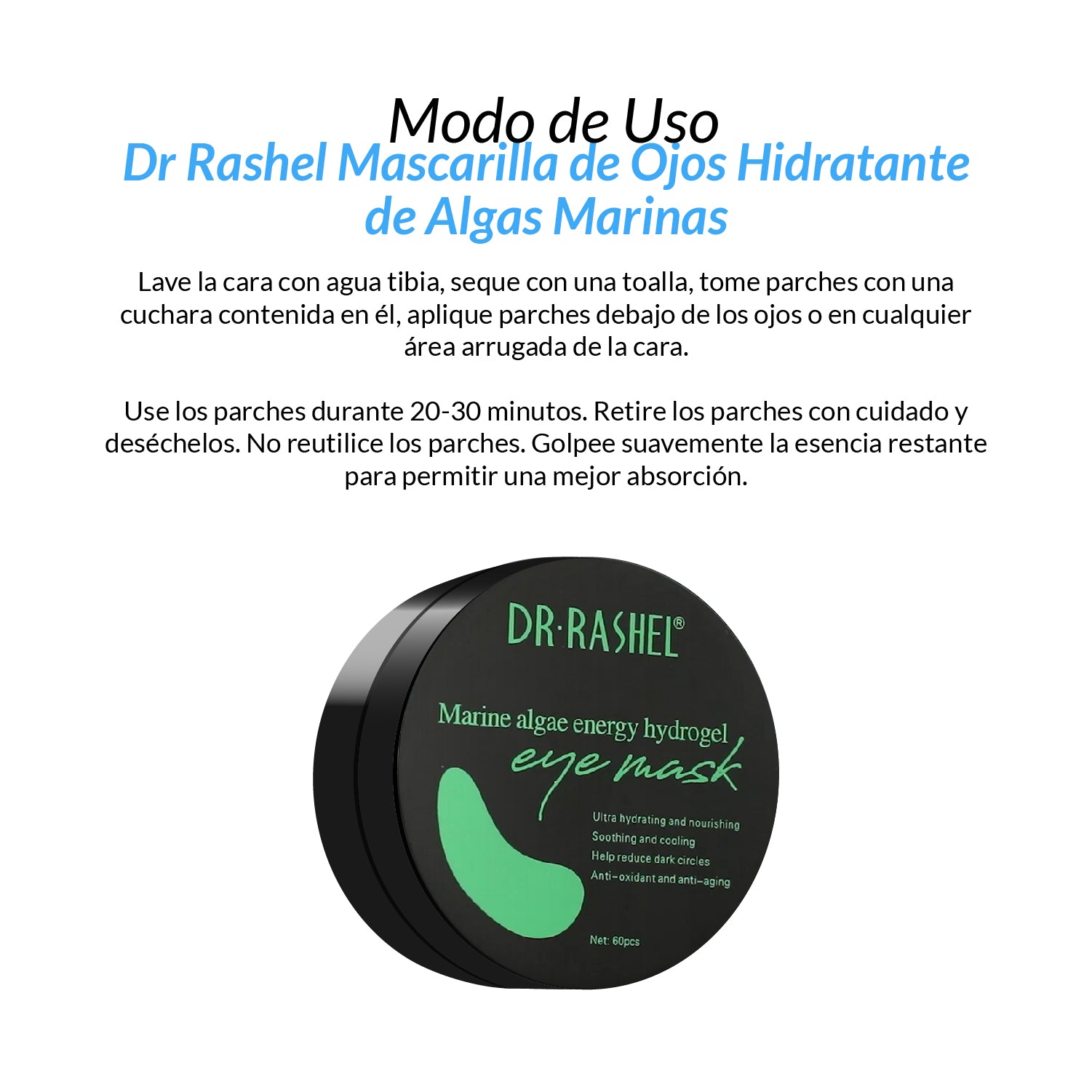 Dr. Rashel Mascarilla para Ojos de Algas Marinas – Antiedad – 60 Piezas