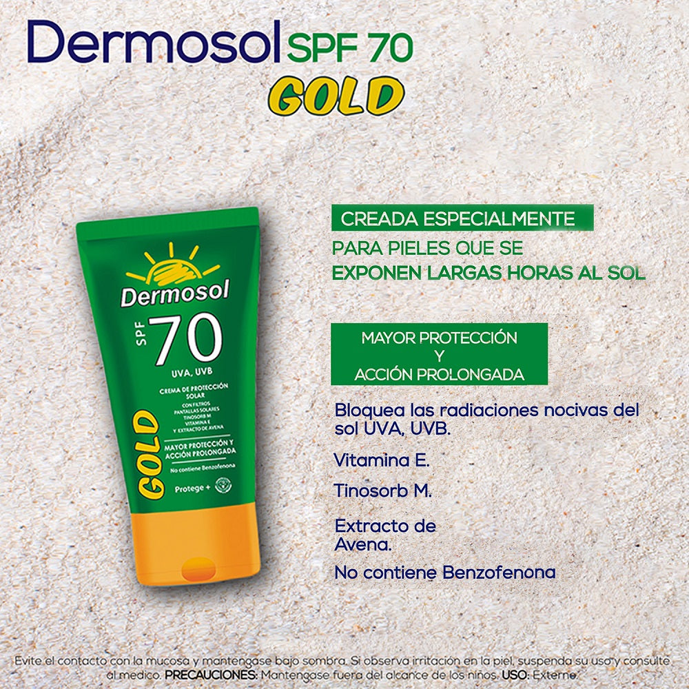 Dermosol Protector Solar Gold SPF 70 – Protección Prolongada – 120g
