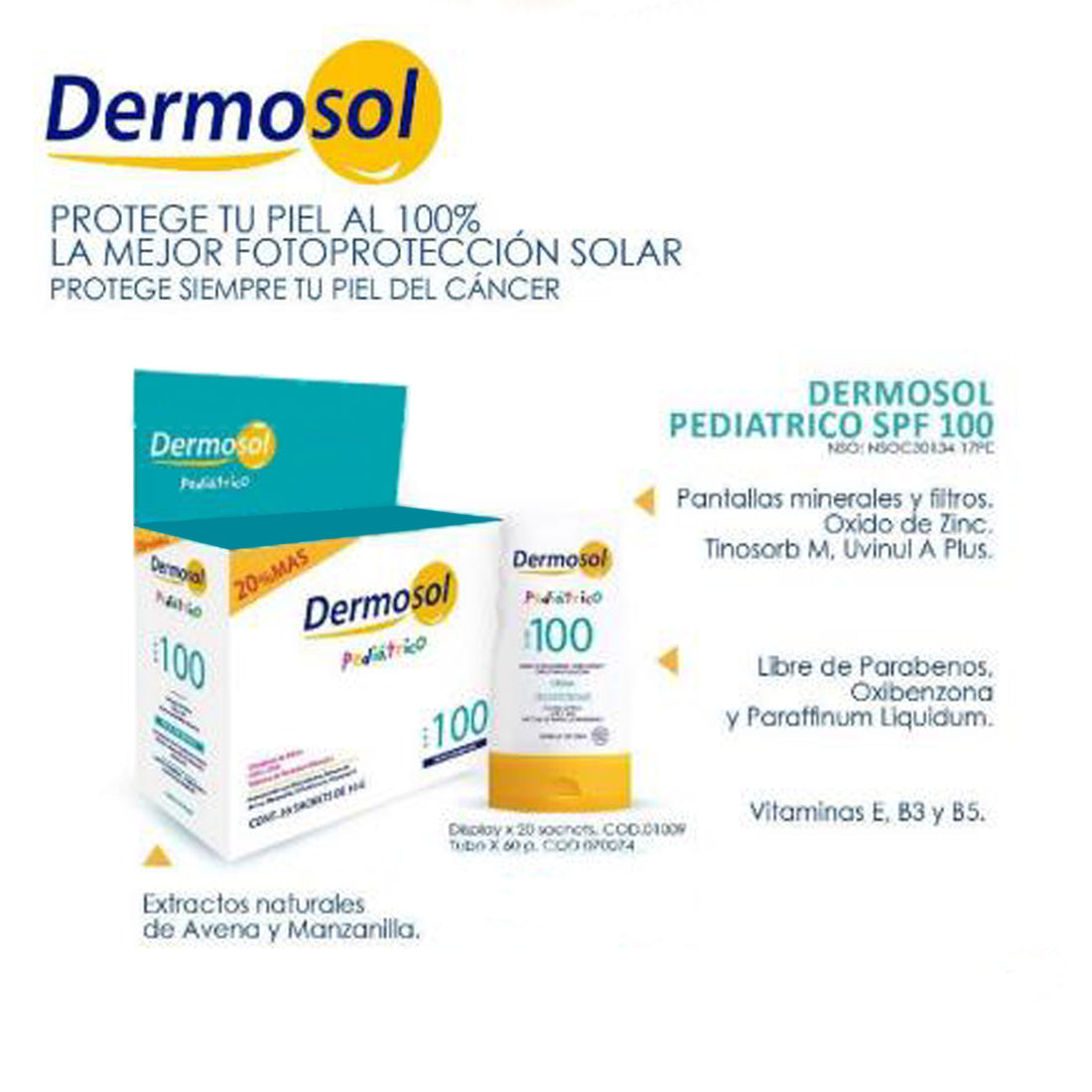 Dermosol Crema Fotoprotectora Pediátrico SPF 100 – Protección para Niños – 60g