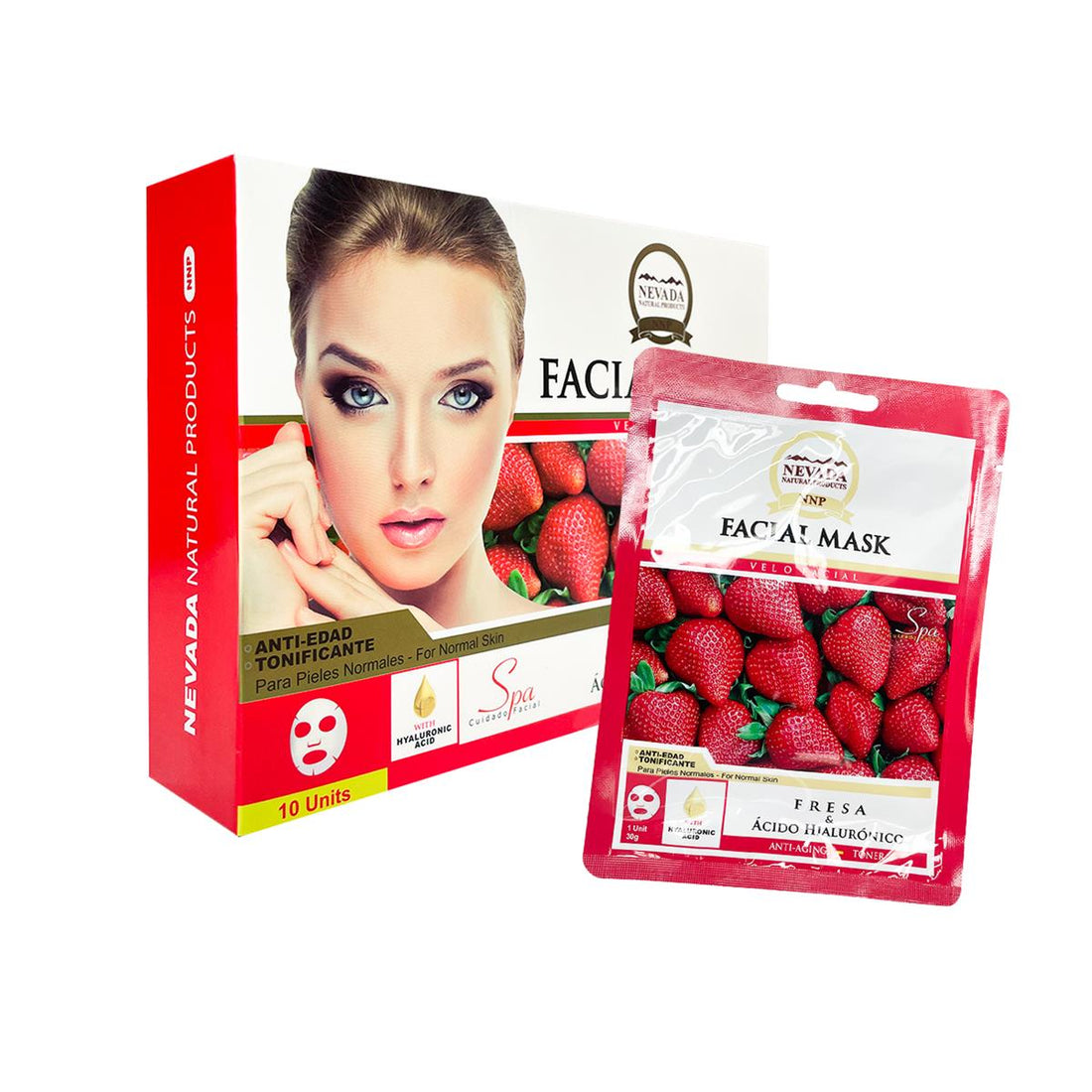 ¡LIQUIDACIÓN! Velo facial extracto de fresa y ácido hialurónico 10und