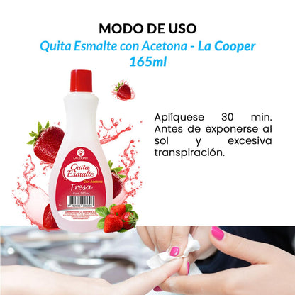 Quita Esmalte con Acetona Fresa 165ml - La Cooper