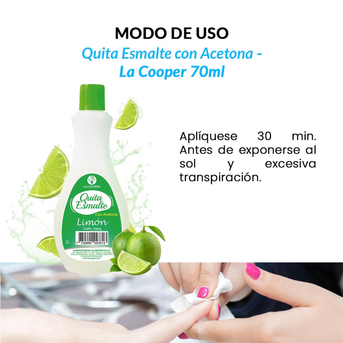 Quita Esmalte con Acetona Limón 70ml - La Cooper