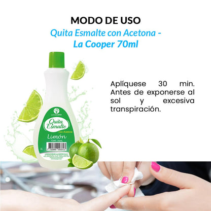 Quita Esmalte con Acetona Limón 70ml - La Cooper