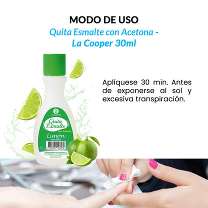 Quita Esmalte con Acetona Limón 30ml - La Cooper