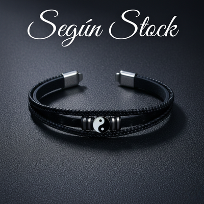 Pulseras De Acero Versión Yin Yang Con Cuero Importados