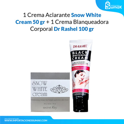 Crema Aclarante Snow White Cream 50 gr. + Crema Blanqueadora Corporal Dr Rashel 100 gr.