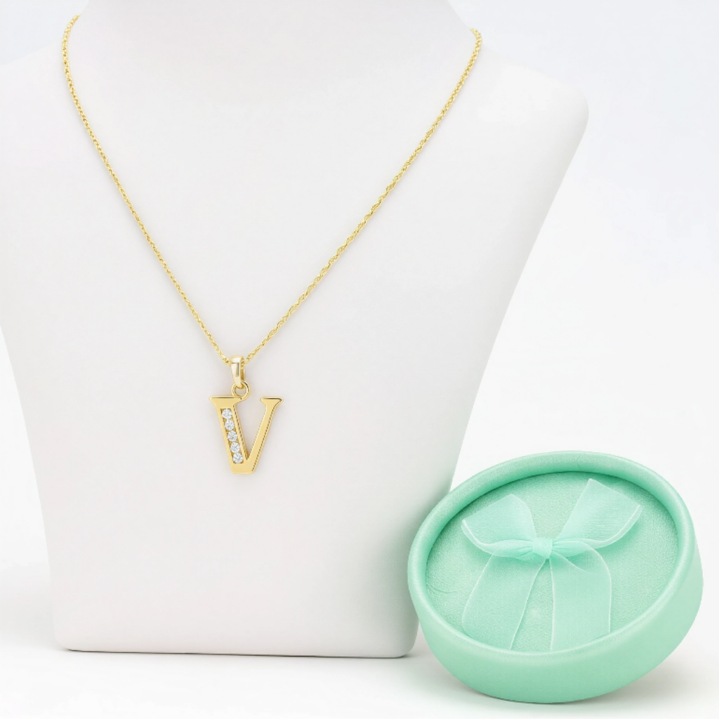 Collar Doble Baño en Oro Letra V – XUPING