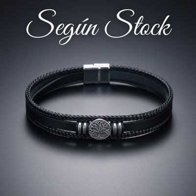 Pulseras De Acero Arbol Con Cuero Importado