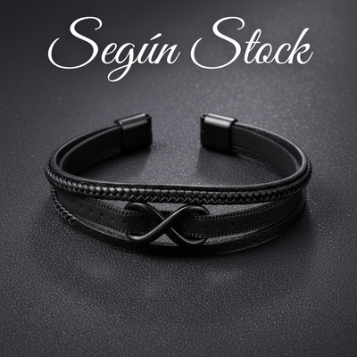 Pulseras De Acero Versión Infinito con Cuero Importados