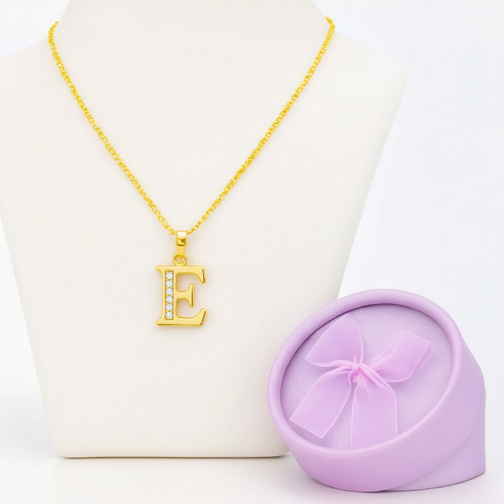 Collar Doble Baño en Oro Letra E – XUPING