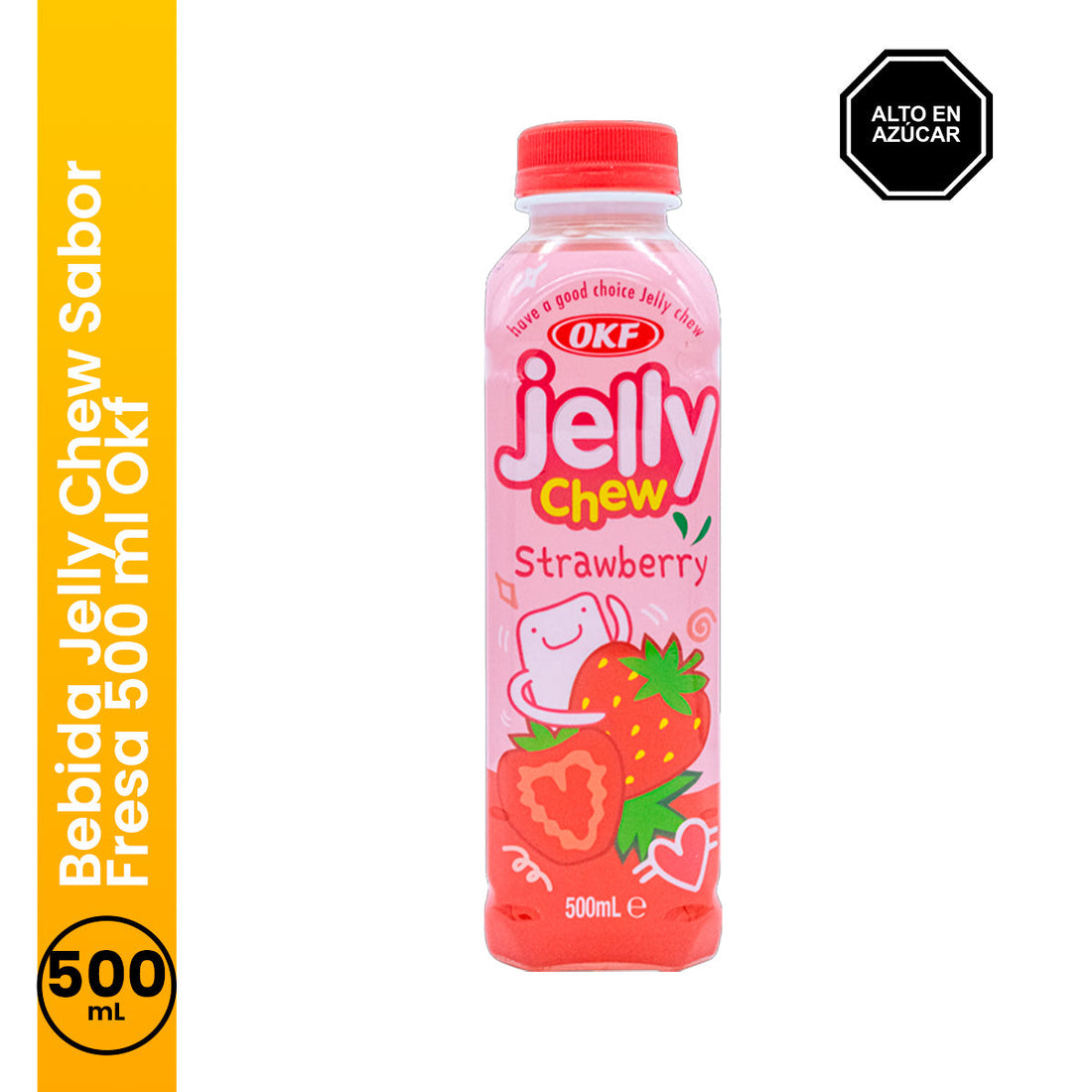 Bebida Jelly Chew Sabor Fresa 500 ml Okf