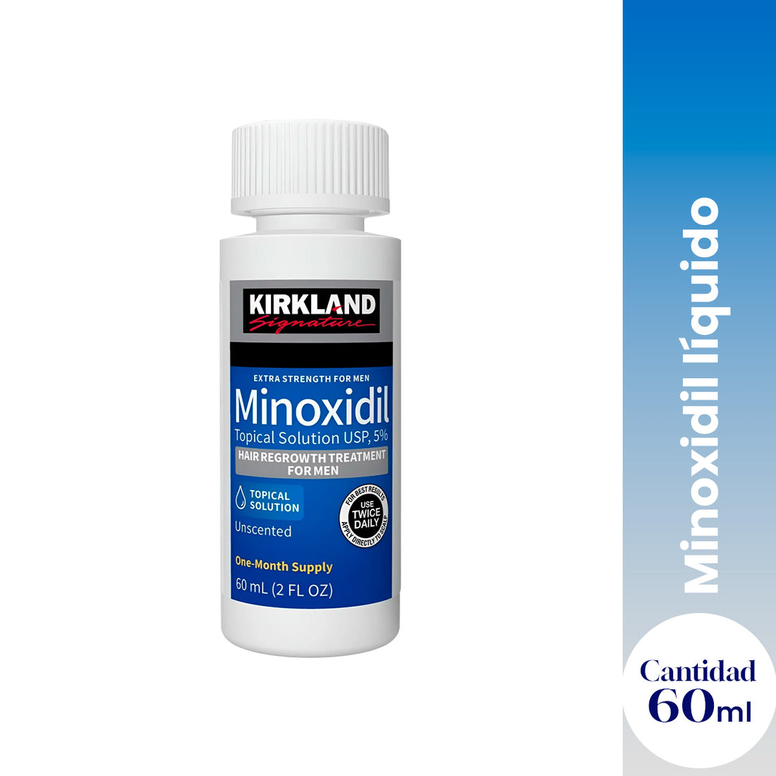 Kirkland - Crecimiento capilar y barba - Minoxidil Líquido 60 ml