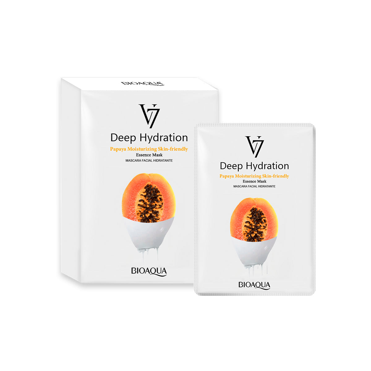 Mascarilla Facial De Esencia De Papaya De Hidratación Profunda V7 30G X 10Pcs - Bioaqua