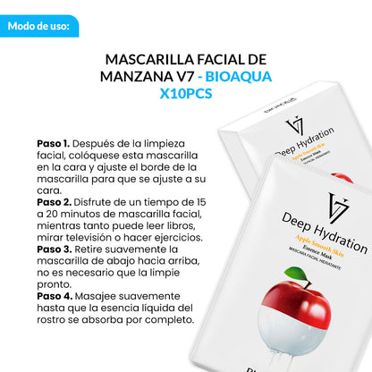 Mascarilla Facial De Esencia De Manzana De Hidratación Profunda V7 30G X 10Pcs - Bioaqua