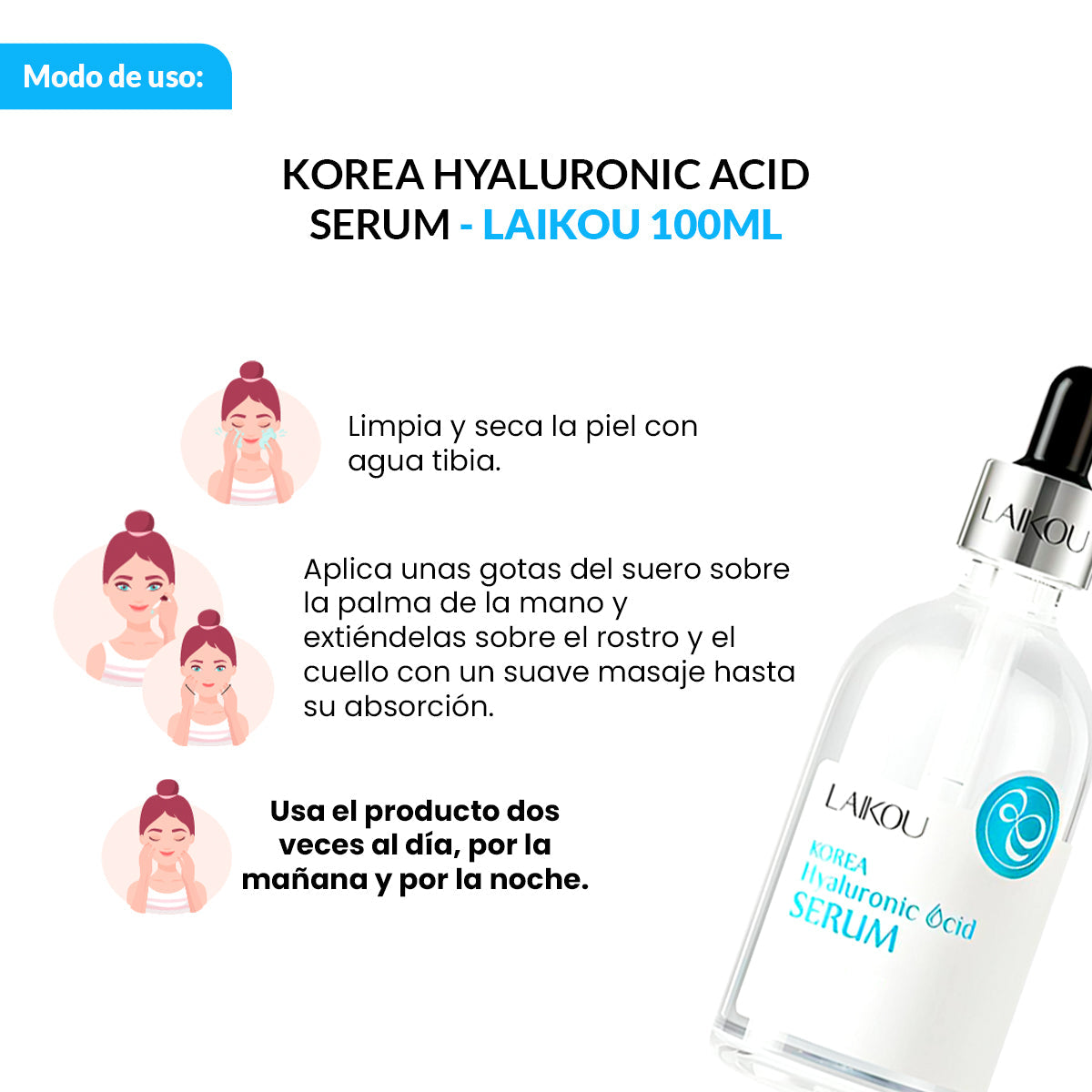 Serum De Ácido Hialurónico De Corea 100Ml - Laikou