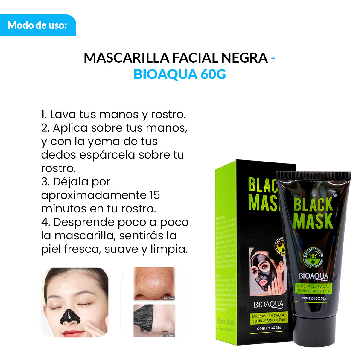 Mascarilla Facial Negra 60G - Bioaqua