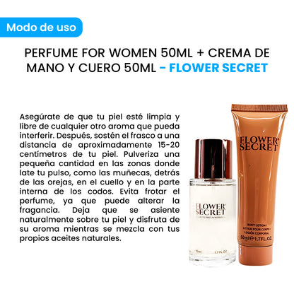 Perfume For Women 50Ml + Crema De Mano Y Cuerpo 50Ml - Flower Secret