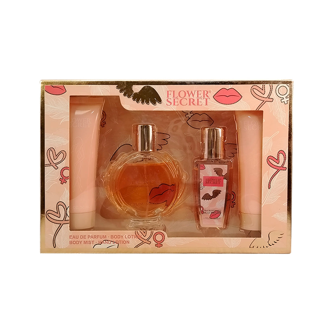 FLOWER SECRET – FRAGANCIA Y CUIDADO CORPORAL – EAU DE PARFUM + BODY LOTION + BODY MIST + HAND LOTION – KIT