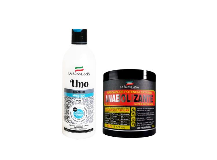 Shampoo uno + Máscara anabolizante - La brasiliana