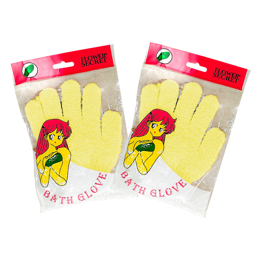 FLOWER SECRET – EXFOLIACIÓN CORPORAL – GUANTES DE BAÑO AMARILLO – PAR