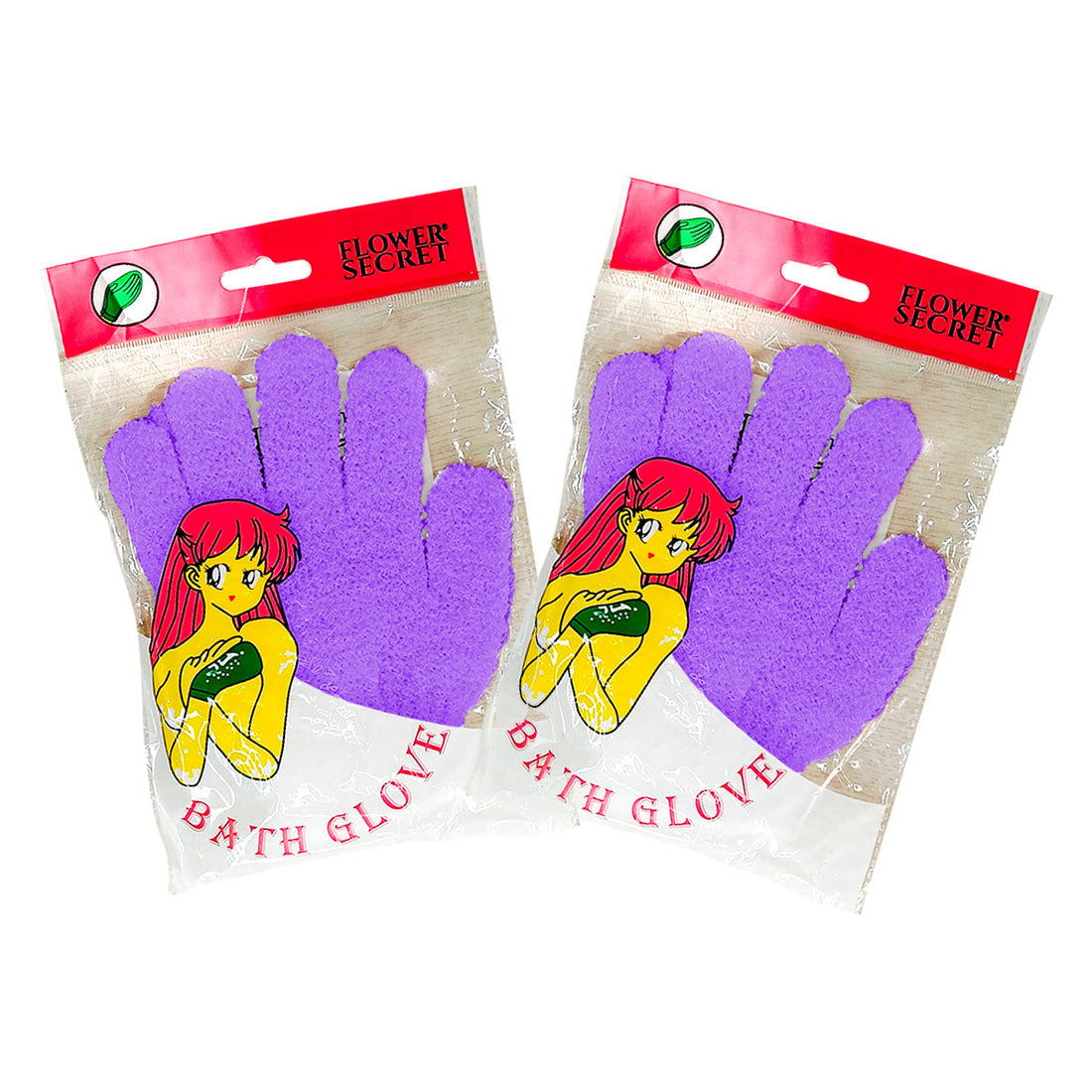FLOWER SECRET – EXFOLIACIÓN CORPORAL – GUANTES DE BAÑO MORADO – PAR