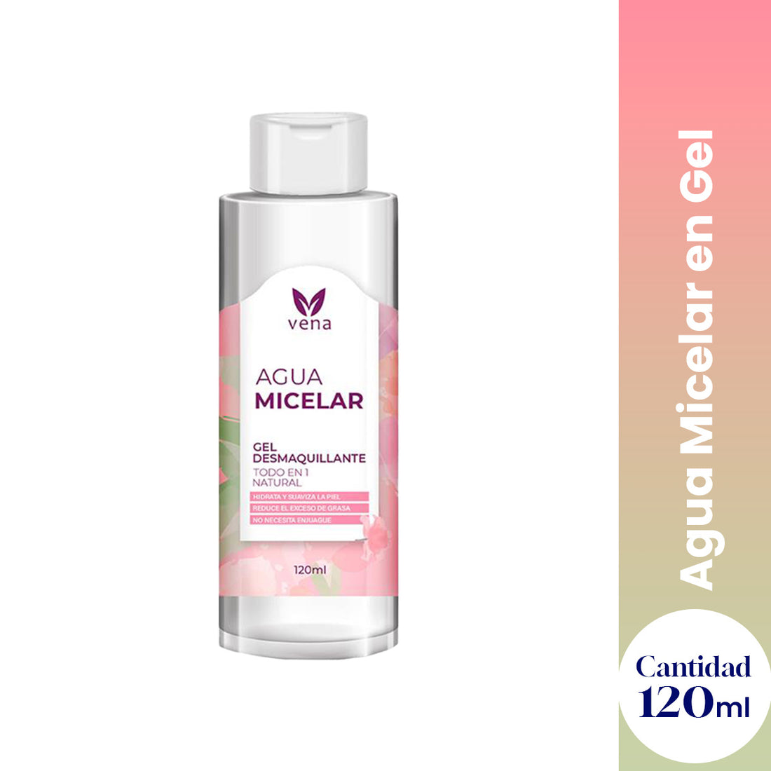VENA – AGUA MICELAR EN GEL – LIMPIEZA FACIAL SIN ENJUAGUE – 120ml