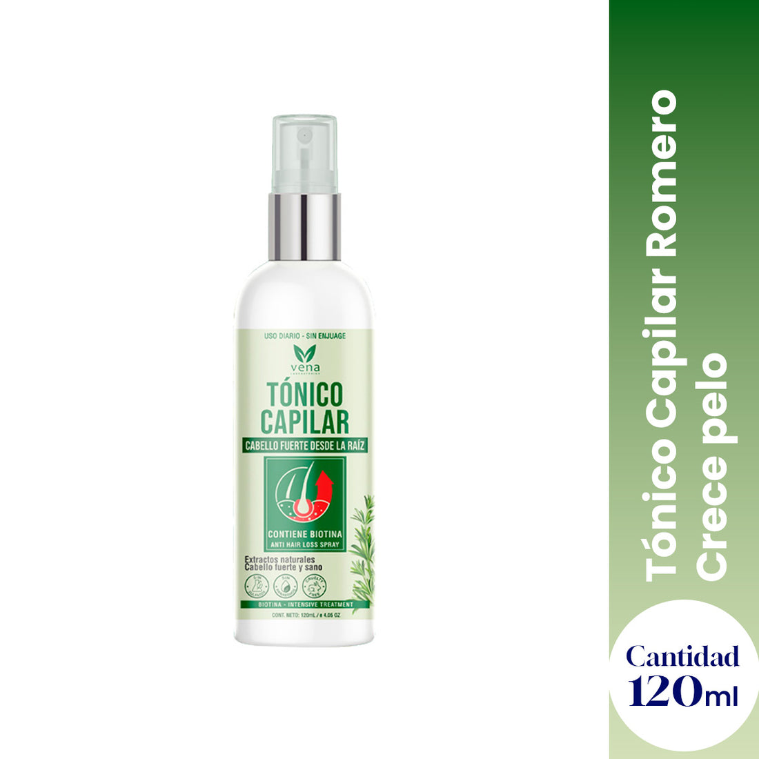 VENA – TÓNICO CAPILAR DE ROMERO – CRECIMIENTO Y FORTALECIMIENTO – 120ML