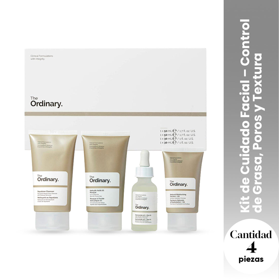 The Ordinary Kit Control de Grasa – The Balance Set (4 Piezas)