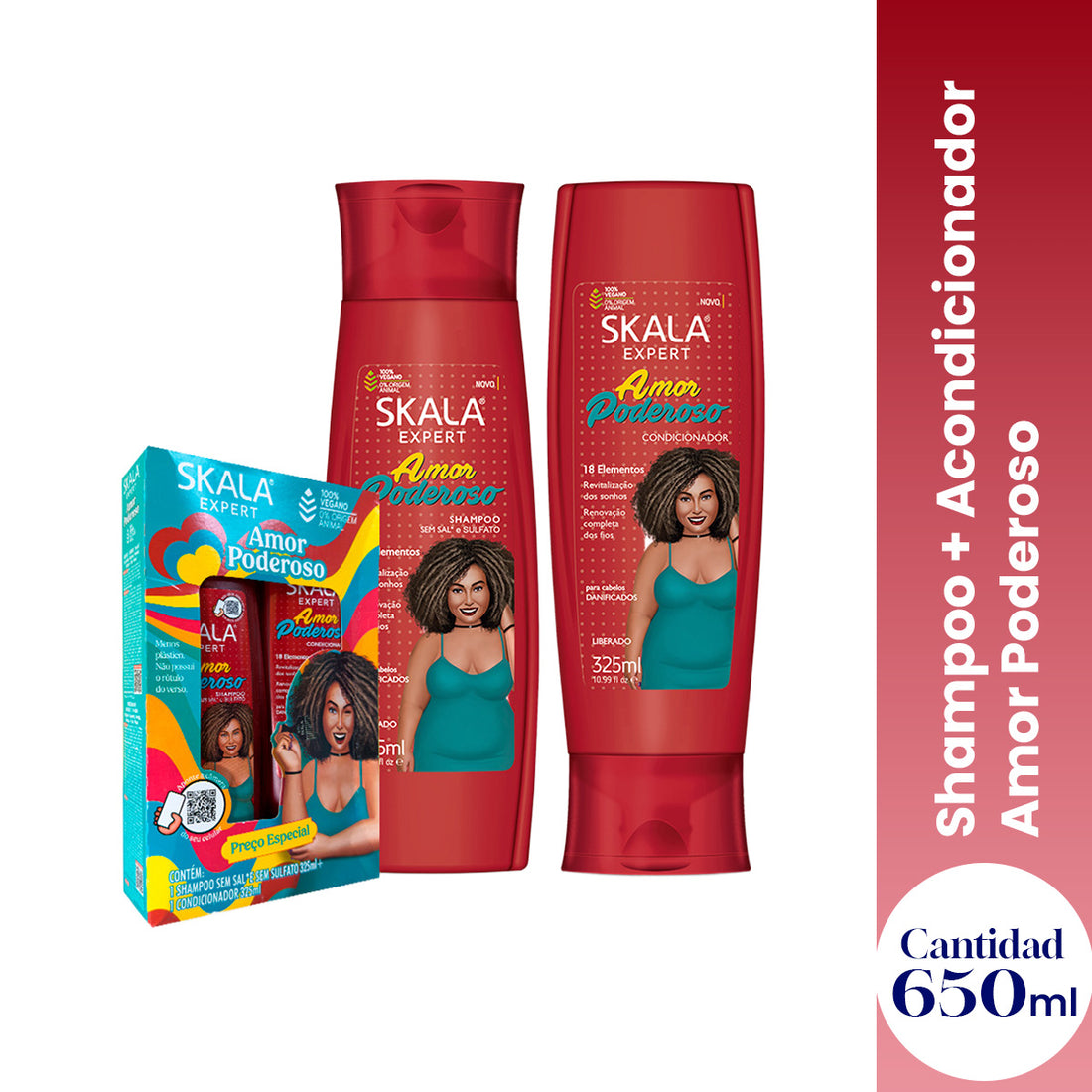 LIQUIDACION ! Shampoo 325ml + Acondicionador 325 ml Amor Poderoso Skala