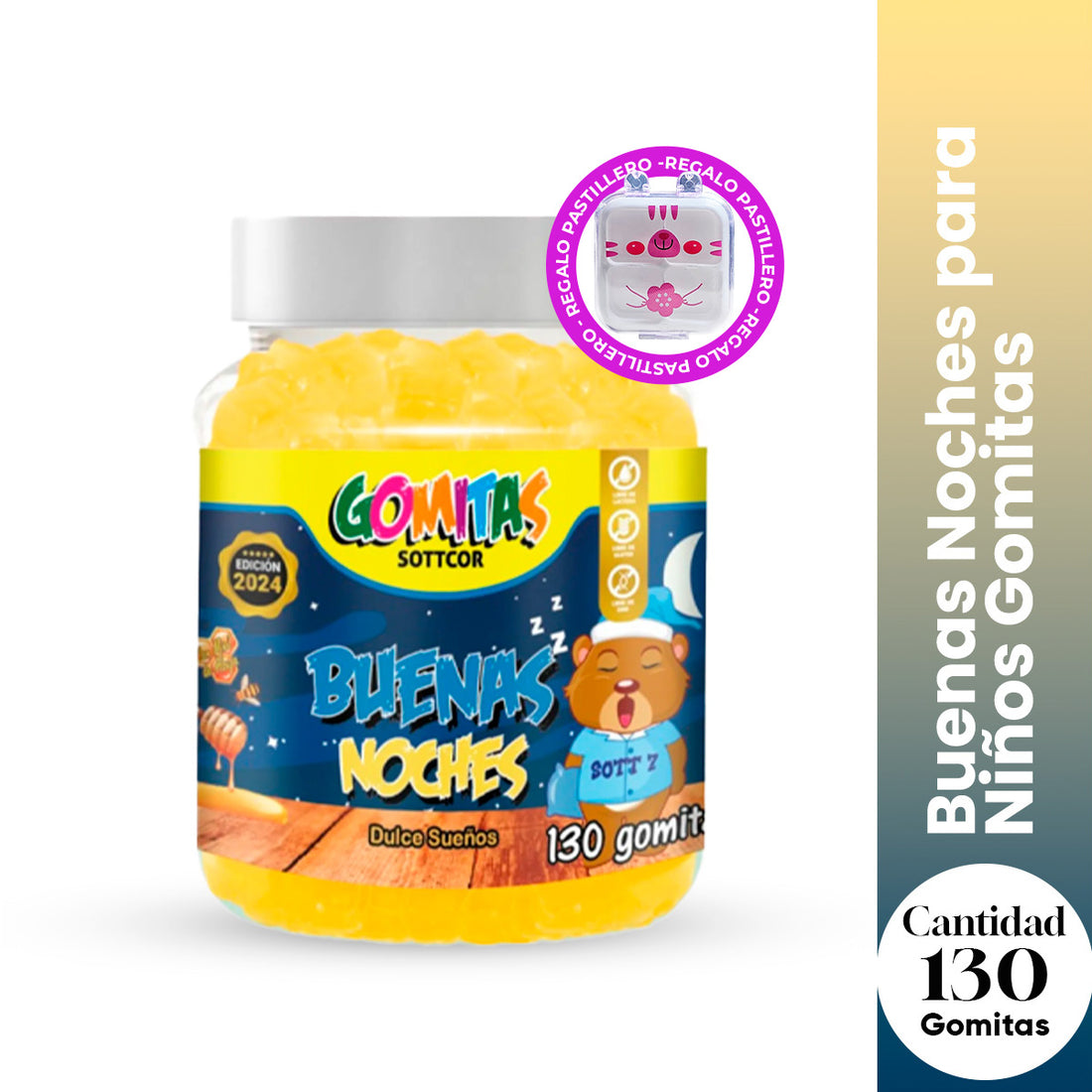 Buenas Noches para Niños Gomitas Sottcor 130gr + REGALO PASTILLERO