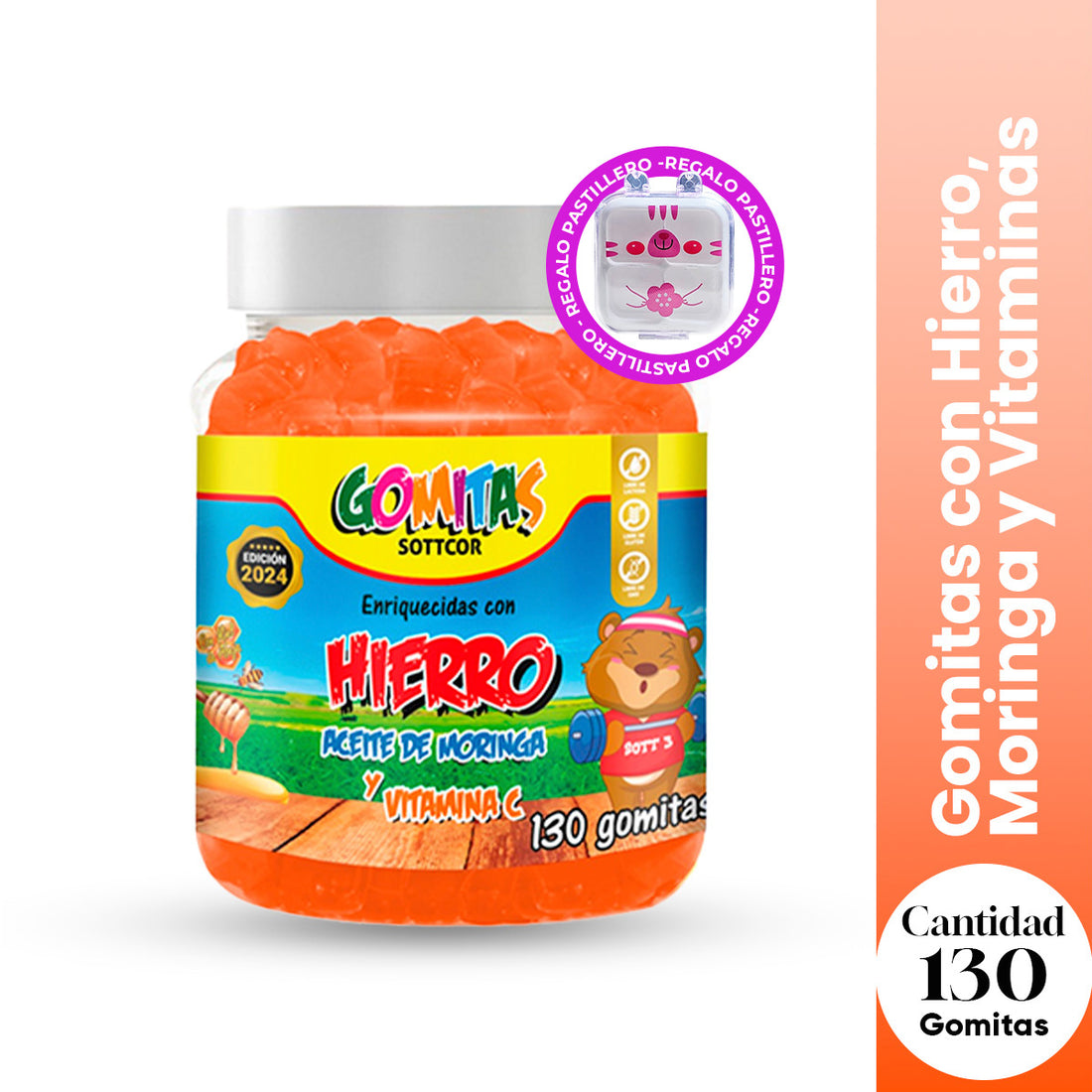 Gomitas para Niños Hierro 130 Gomitas Sottcor + REGALO PORTA GOMITAS
