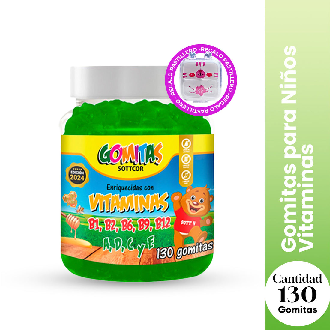 Gomitas para Niños Vitaminas 130 Gomitas Sottcor + REGALO PORTA GOMITAS