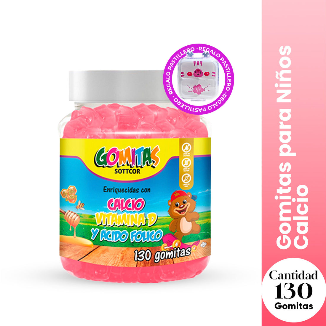 Gomitas para Niños Calcio 130 Gomitas Sottcor + REGALO PORTA GOMITAS
