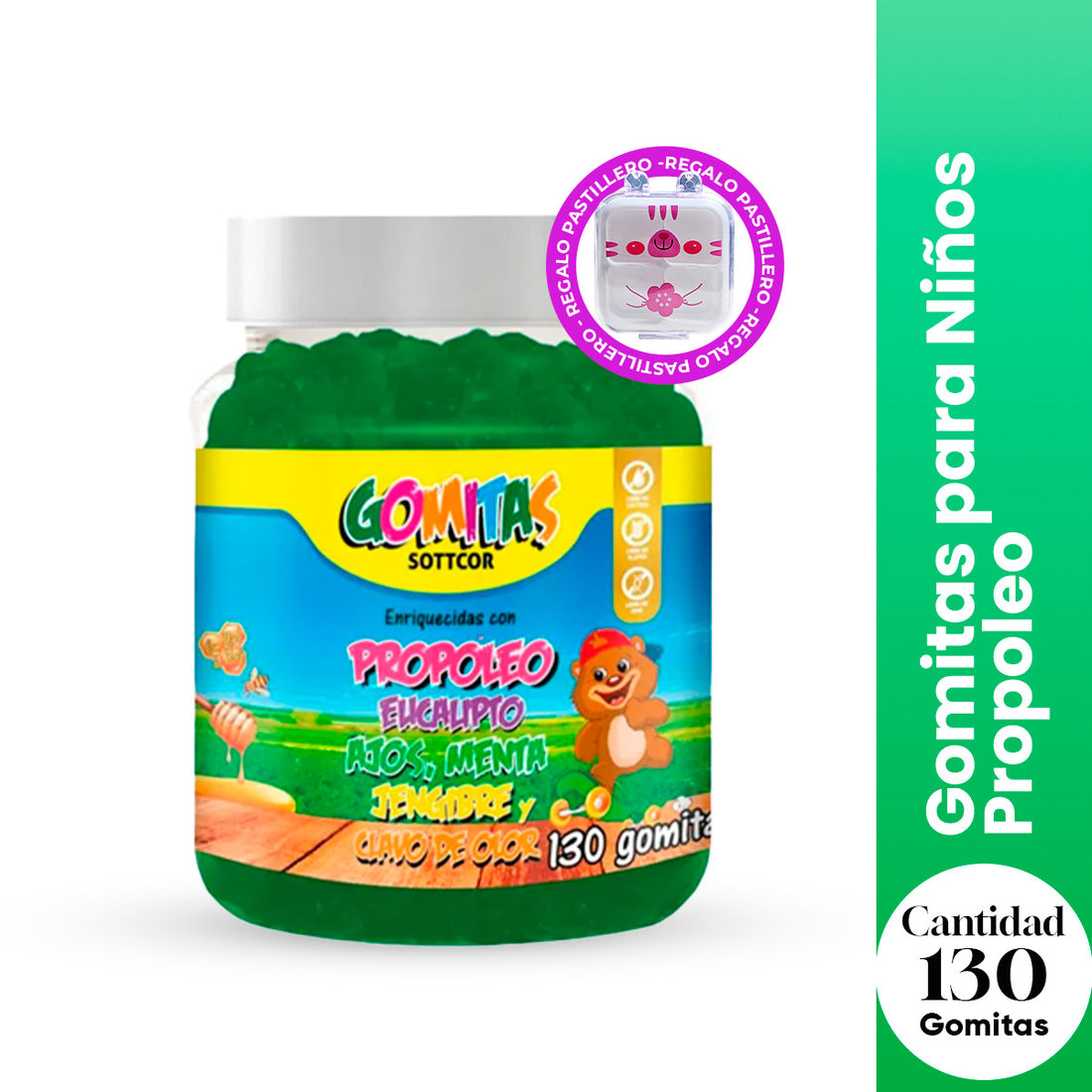 Gomitas para Niños Propoleo 130 Gomitas Sottcor + REGALO PORTA GOMITAS