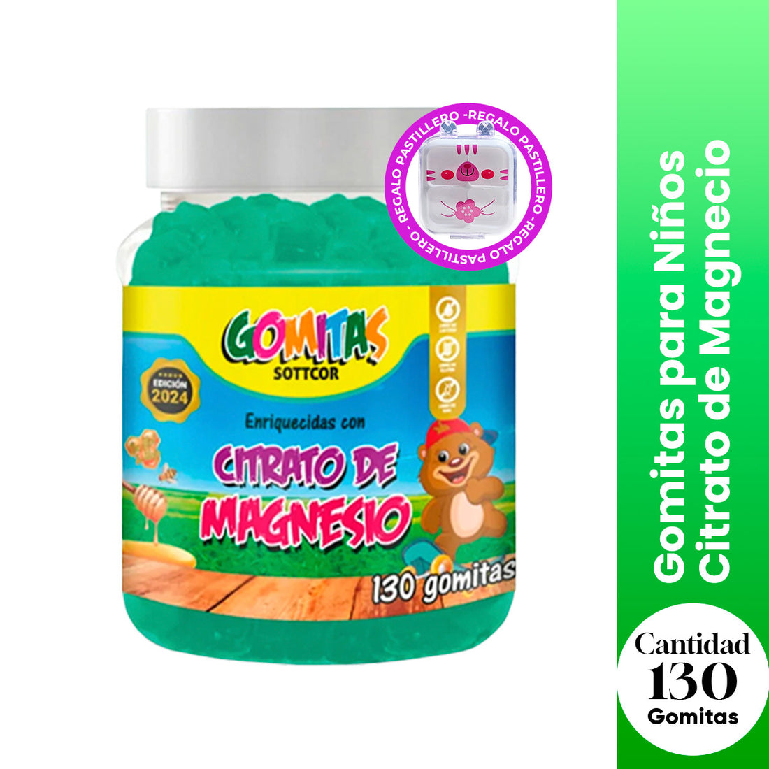 Gomitas para Niños Magnecio 130 Gomitas Sottcor + REGALO PORTA GOMITAS