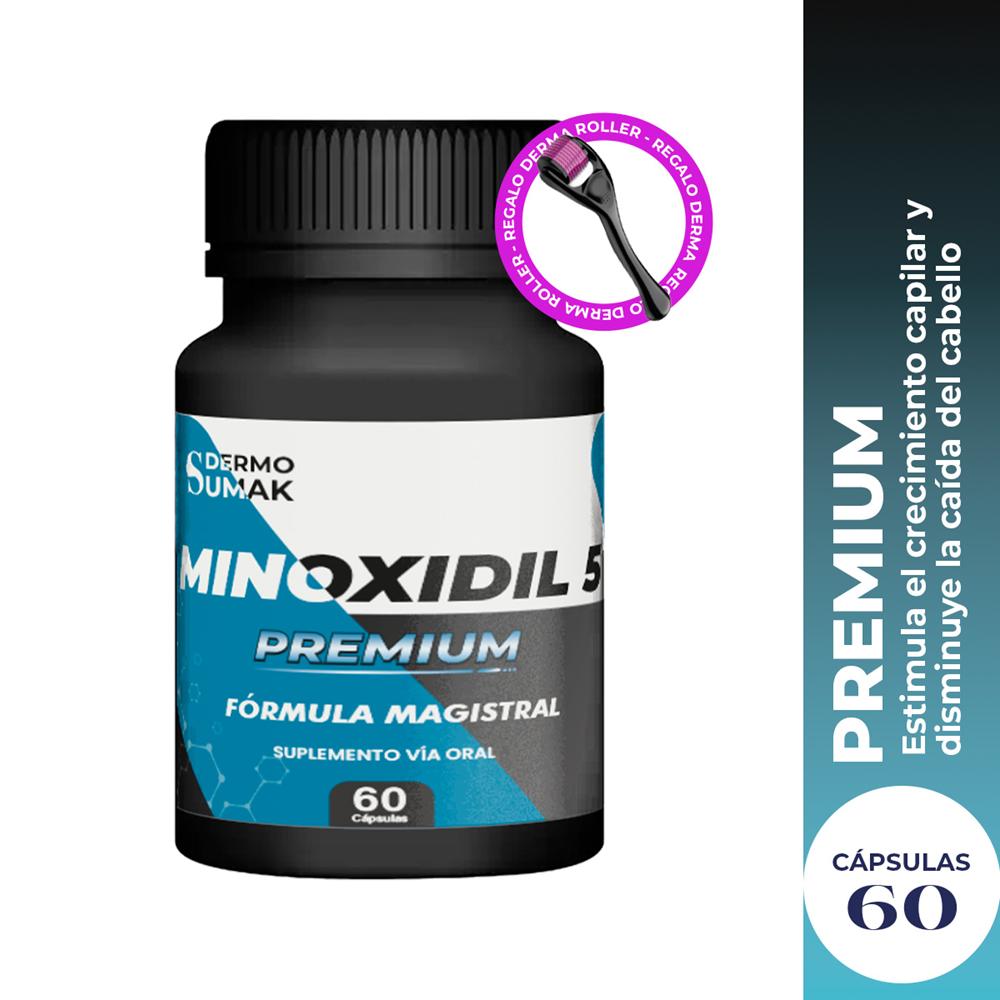 DERMO SUMAK – SUPLEMENTO PARA CRECIMIENTO CAPILAR – MINOXIDIL 5MG PREMIUM – 60 CÁPSULAS + REGALO DERMA ROLLER