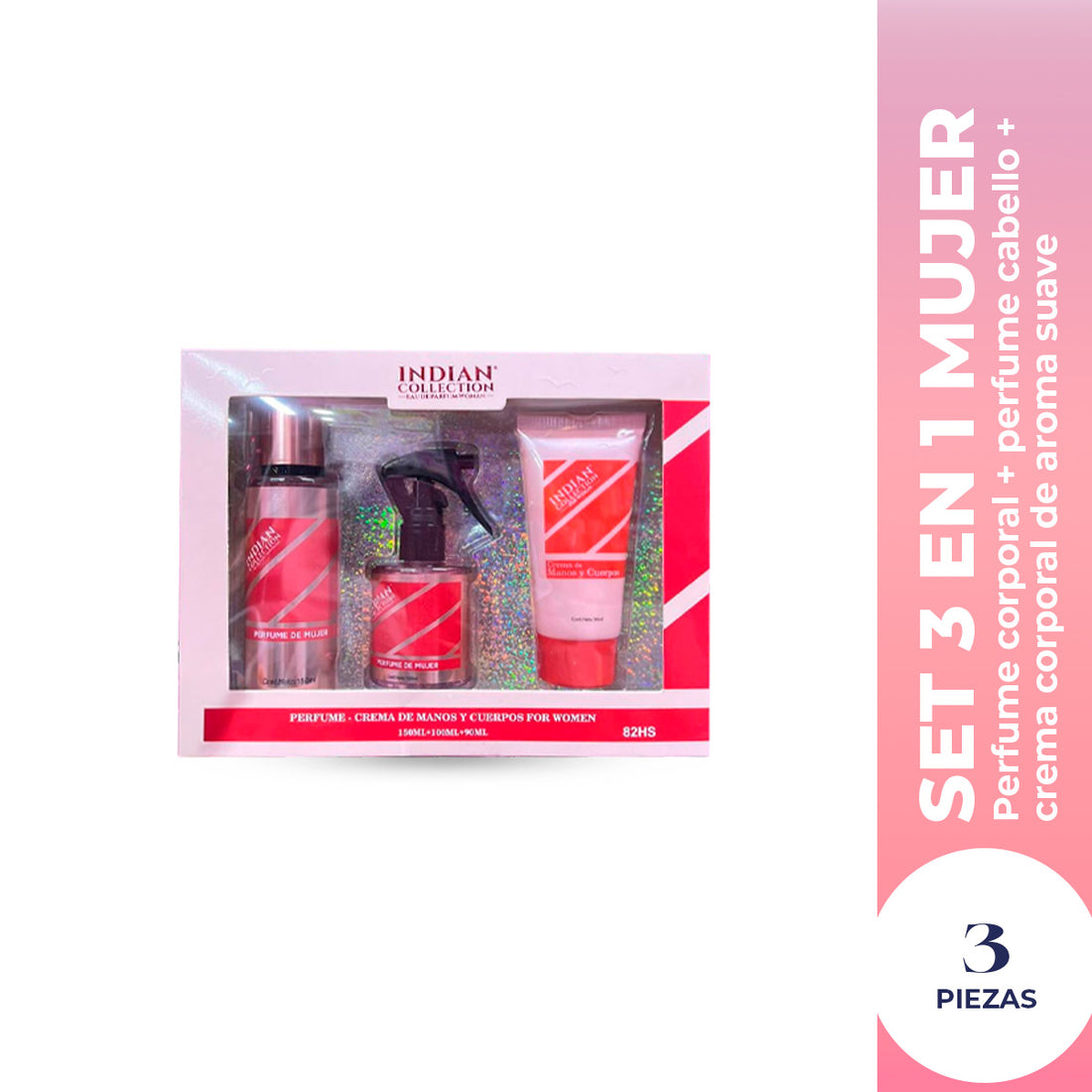 LIQUIDACIÓN! Set 3 en 1 perfume corporal + perfume cabello + crema corporal - Indian Collection